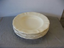 Lot 6 assiettes creuses faïences Sarreguemines couleur ivoire vers 1930