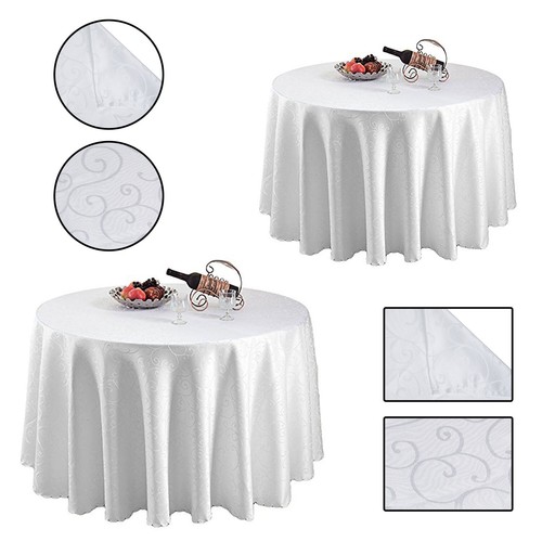 Nappe ronde damassée blanche - nappe,