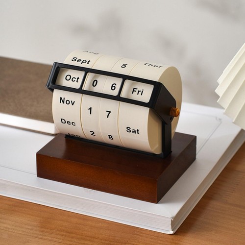 Calendrier rotatif bois - calendrier,