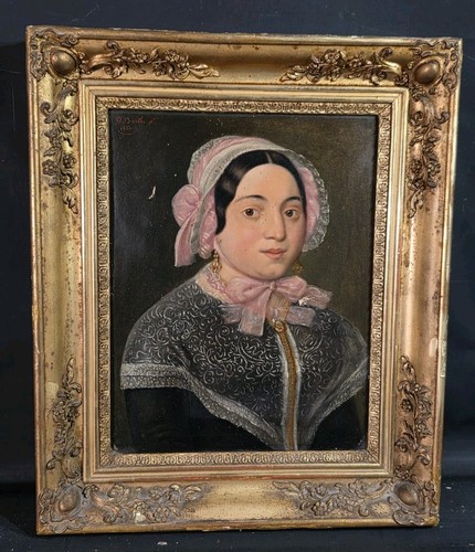 Tableau ancien huile portrait