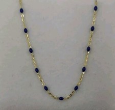 Collier Or 18K 750 Mls. Chaîne Avec Émaux Bleus