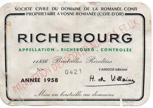Bourgogne etiquette richebourg - bourgogne,