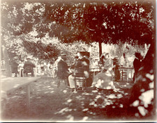 France, Fécamp, terrace café, restaurant vintage print. Citrate Print 1