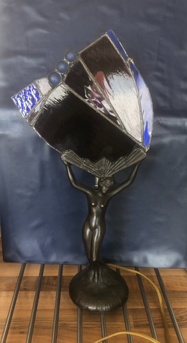 Lampe sculpture nymphe avec - lampe,