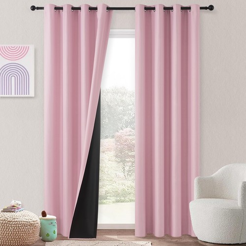 Double rideaux occultants rose - double,