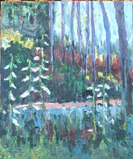 ART BRUT -  sous bois- peinture sur toile , signée  de Baudicourt & Lung