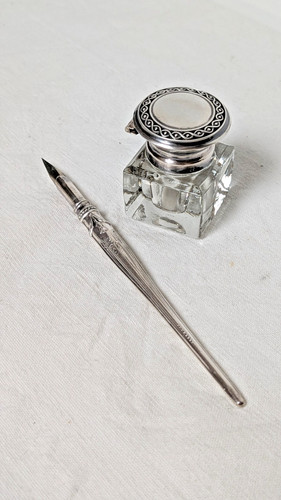 Ancien encrier cristal et - en,
