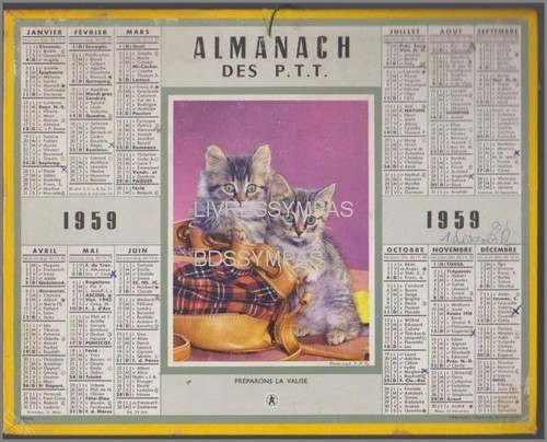 Almanach calendrier ptt 1959 - calendrier,