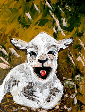 Peinture originale agneau décoration murale huile animal art 8 х 6 pouces