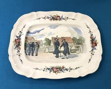 Rectangular earthenware dish signed SARREGUEMINES decor OBERNAI by H. LOUX tray