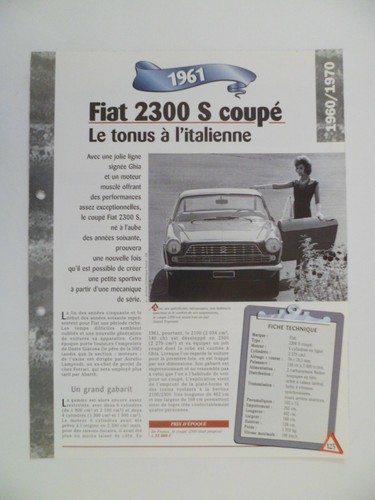 Carte fiche auto fiat 2300 - fiat,