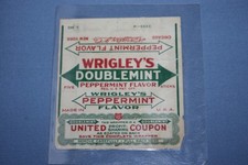 VINTAGE 'WRIGLEY'S" DOUBLEMINT CHEWING GUM WRAPPER -UNITED PROFIT SHARING COUPON