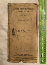 WWII 1944 US Army Corp of Engineers Fold Out Map France Europe Road Map Series