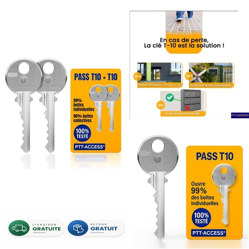 Clé pass ptt t10 lot - pass,