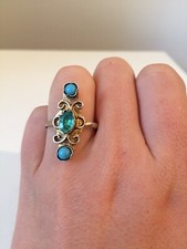 Bague Ancienne Argent turquoise et pierre bleue orientale