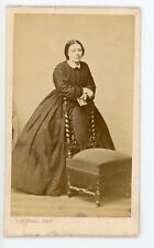 PHOTO CDV Bonfils in Alais circa 1860, a woman poses standing dress armchair