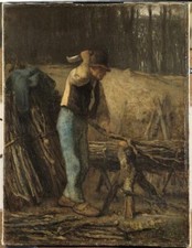 Dream-art Oil painting Millet-Jean-Francois-Le-fendeur-de-bois Farmers chopping