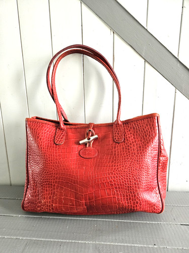 Sac cuir rouge - sac, croco