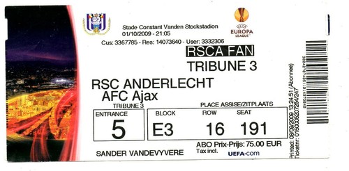 Ticket rsc anderlecht - ec,