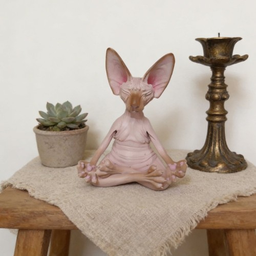 Statue méditation chat sphynx - statue,