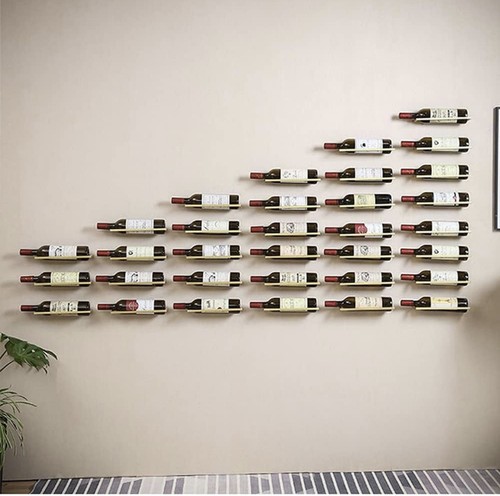 Gold wall mounted wine - wine, rack