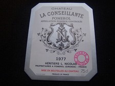wine label Chateau La Conseillante 1977 pomerol wine label bordeaux grand cru