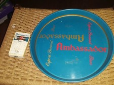 VINTAGE AMBASSADOR BEER  METAL SERVING TRAY AND BEER TAP LOT RARE