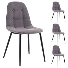 Lot de 4 chaises salle à manger ALVARO assise capitonnée en tissu gris