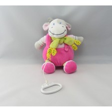 Doudou musical vache rose gris