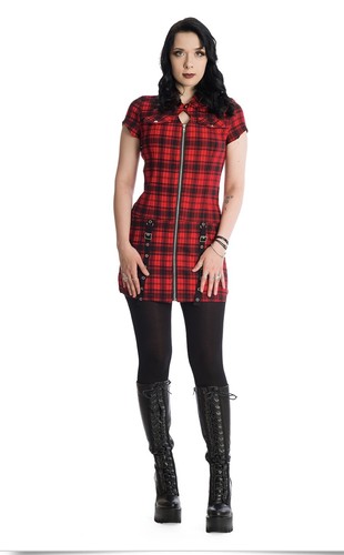 Rouge carreaux gothique punk - gothique,