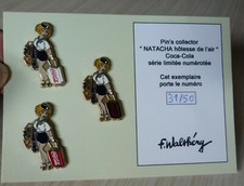 RARE 3 PIN'S PIN UP COMIC NATACHA HOTESSSE DE L'AIR COCA COLA N°TE 31/50 WALTHERY