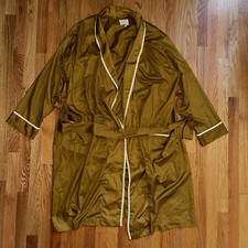 Vintage Pleetway 60s Lounge Robe Smoking Jacket Brown Yellow Toga XL Rockabilly