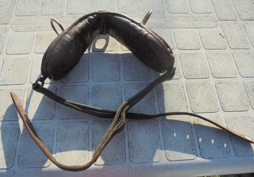 Ancien harnais cuir clouté - cuir,