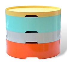 Vintage Ikea PS 2014 Retro Round Colorful Plastic Compartment Storage Side Table