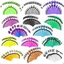 36-54Pcs Ear Stretching Kit Acrylic Taper Tunnel Plugs Gauges Piercing 14G-00G