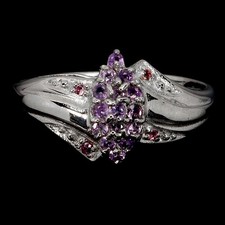 Bague En Argent Sterling 925 Ronde Améthyste Rhodolite Grenat Gemme Taille 8