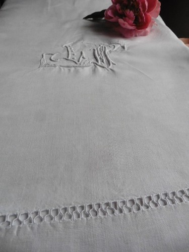 Ancien drap creme chanvre - creme,