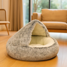 Lit rond en peluche pour chat et petit chien – Matelas doux et chaud lavable