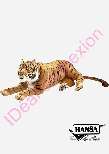 Giant brown tiger - plush, lying