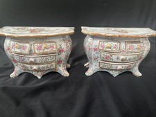 Pair of French Faience Miniature Porcelain Commode