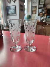 Saint Louis Two Beer Glasses Crystal Sandblasted Hops Decorations (J2)