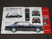 1997-1998 BENTLEY TURBO R/T Car SPEC SHEET BROCHURE PHOTO BOOKLET