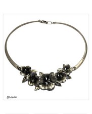 Breathtaking Retired Kabana Sterling Silver Hibiscus Flower Choker Necklace