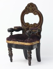 Antique German Dollhouse Kestner Stenciled Arm Chair 1:12 Miniature 1870