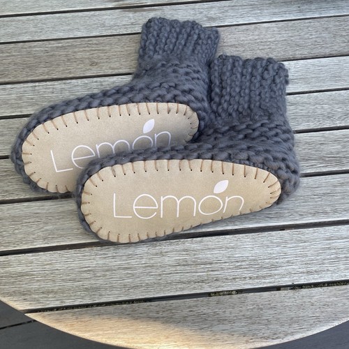 Lemon hand knit slipper - lemon,