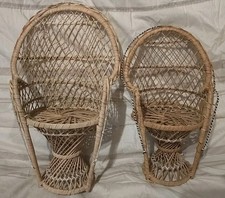 2 Petits Fauteuils en Rotin Tressé pour Poupée ou Plante  Haut : 40cm et 32cm