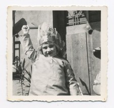 Vintage Snapshot Photography Child Lifting Fist Costume Indian SB198