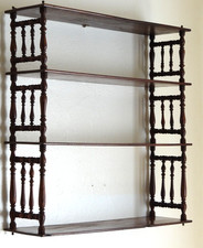 Beautiful Antique 19th Century Mahogany Wood Turned Louis Philippe Wall Shelf