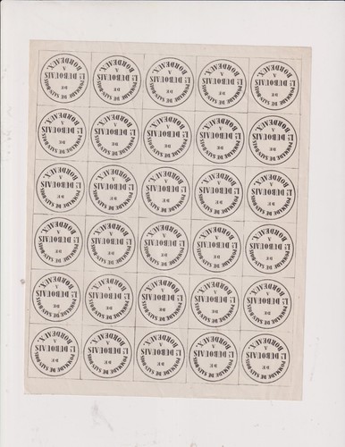 Vers 1850 page etiquettes - 1850., page.