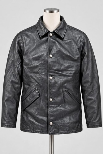 Manteau cuir noir épais - manteau,